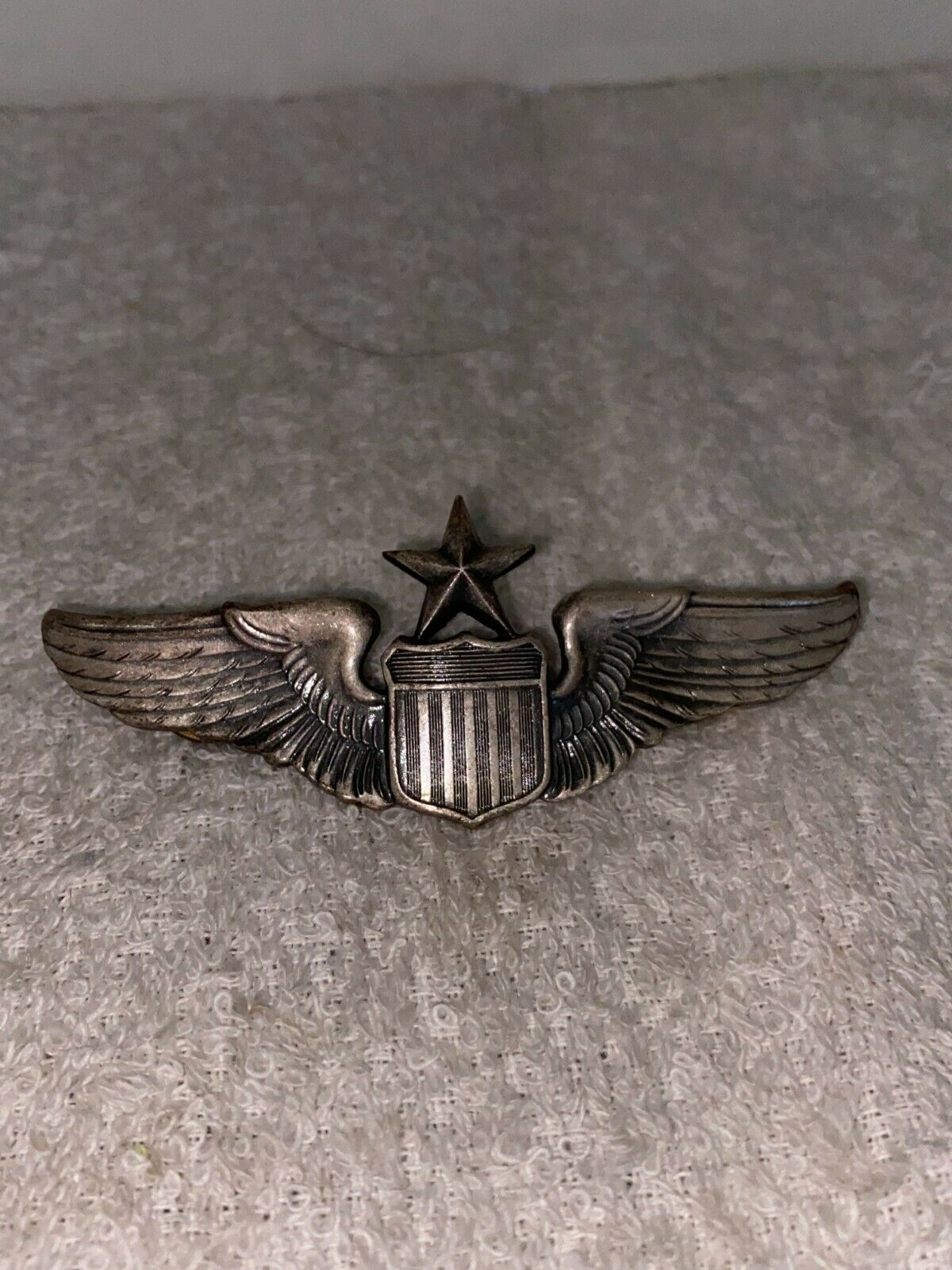 Vintage 1/20 Sf Sterling  Military Shield Pilot Wings Pin Starred Pin Back Nice