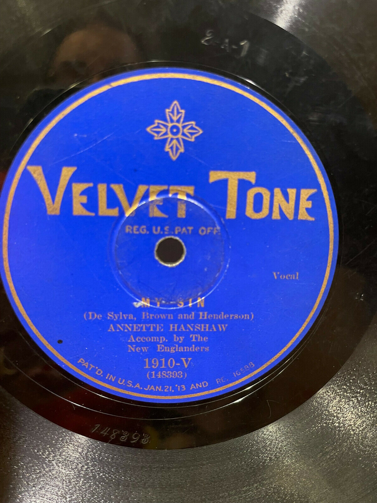 Rare Velvet Tone 2-sided 78 Annette Hanshaw