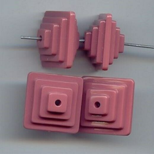12 Vintage Pink Acrylic 18x12mm. Square 3-d Fancy Deco Beads 6592