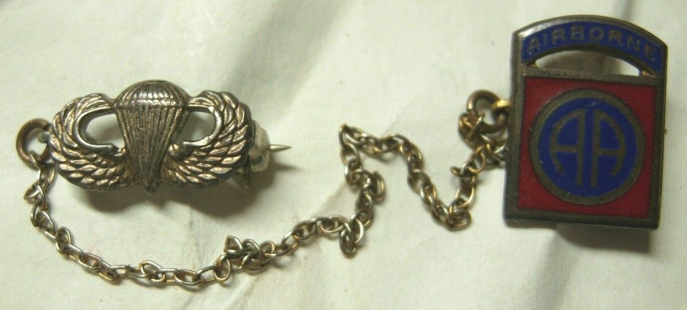 Ww2 Us Army 82nd Airborne 2 Piece Sterling Sweetheart Pin