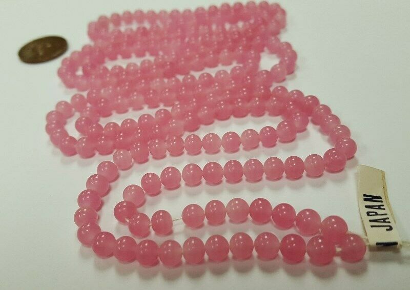200 Vintage Japanese 1950's Cherry Brand Glass Rose Quartz 5mm. Round Beads 4592